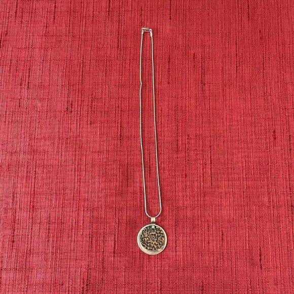 Jessie Senecal Handmade Sterling Sliver "Textured Copper Circle" Necklace - Picture 3 of 4